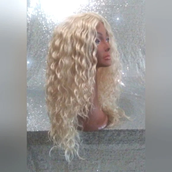 Platinum blonde curly fashion wig - Picture 4 of 7